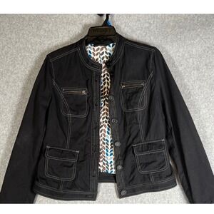 Boden Utility Jacket US 8 Cotton Dark Gray Minimalist Military Dark Academia